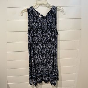Loft Women's Sleeveless Jersey NEW Blue White Floral Shift Swing Dress - NWT - M